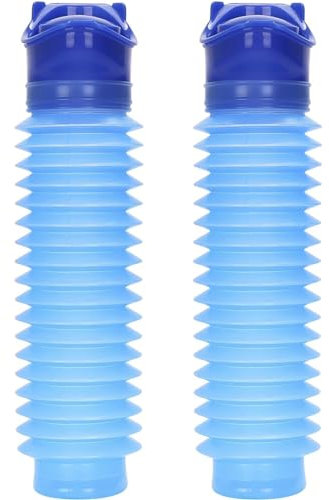 MOPHOEXII Emergency Urinal for Kids Adult,Portable Reusable Outdoor Urinal Potty Pee Bottle, Outdoor Shrinkable Urinal for Travel, Camping, Hiking, Traffic Jam and Queuing-2 Pack 750ml Blue