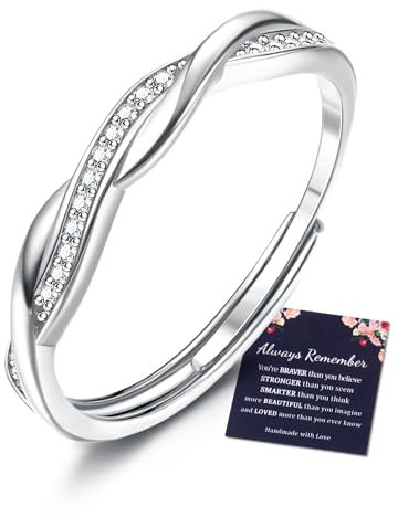 JeweBella Damen Verstellbar Ringe Silber 925 Stapeln Daumenring Fingerring Eheringe Engagement Promise Ring Verlobungsring Schmuck mit Geschenkkarte