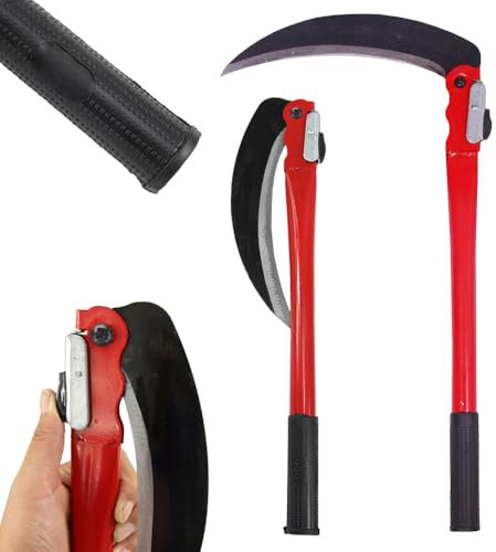 Klappbarer Handsichel, 40 cm, mit Gummiertem Griff, Scharfer Klinge und Klingenverriegelung, Klappsichel, Sichel, Garten Sense, Gartensichel, Sensensichel, Kleinsense klappbar für Outdoor Aktivitäten