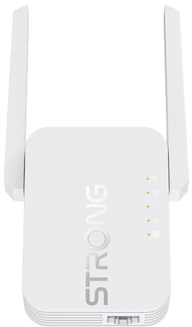 STRONG Repetidor WiFi, Amplificador WiFi 300Mbps, Puerto Ethernet 100Mbps, Punto de Acceso y Extensor, Indicador de Señal LED, Compatible con Todos los Routers WiFi, Configuración Fácil Mediante WPS