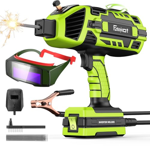 Portable Electric Welder Machine 220V with Auto Darkening Goggles: 6 Variable Current Adjustment IGBT Inverter ARC Handheld Welding for 3/32-1/8 Rods for Repair, Professional Welding Projects, Green
