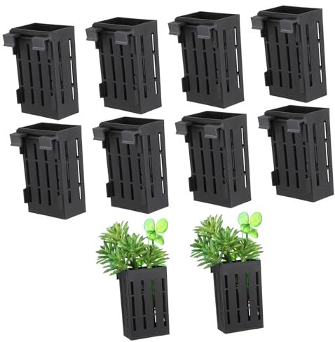 10 Piezas de Planta de Agua Potas de Planta de acuarios Fondo de Peces Contenedor de Acuario Cesta de Maceta Copa acuática Copa de Pescado Adornos Pequeños cestas de Estanque de plástico Negro
