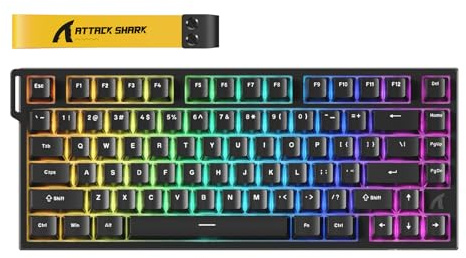 ATTACK SHARK R82 HE Teclado 8000Hz Rapid Trigger, Precisión RT de 0,005 mm, Teclado Gaming RGB con Cable 75% con Interruptor Magnético, Actuación Ajustable, Snap Tap, para PC/Mac, Negroa