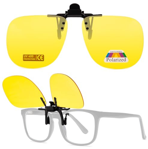 Epavouos Clip-On Nachtfahrtbrillen UV400- Polarisiert Nachtsichtbrille für Brillenträger Verbesserte Sicht in schwierigen Lichtverhältnissen