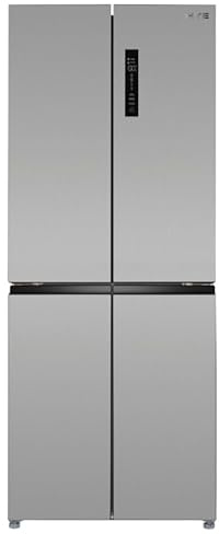 HYE American Fridge Freezer - 4 Door American Style Fridge Freezer, Frost Free, 394L Compact & Freestanding Design, Low Noise (39dB), With Ice Cube Tray, Sleek Inox Finish - RF01AMCD394DS07