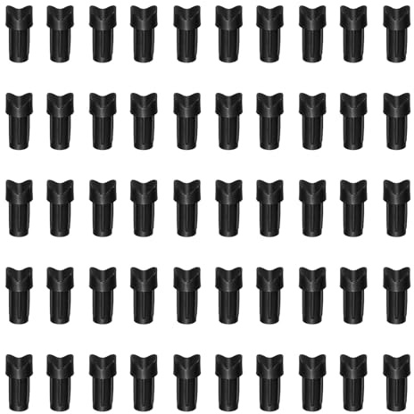 YELARXI Plastic Arrow Nocks, Half Moon Nocks Glue on Replacement Arrow Tail-Fitting For (DIY Hunting/Compound/Recurve Bow/Compound Bow) 7.6MM/0.3 ID & 50 Pcs & Plastic & Black