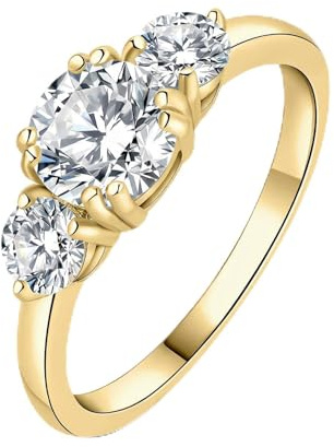 JewelryPalace Solitärring för kvinnor med oval skuren moissanit, 14k gult guld pläterad simulerad diamant, klassiskt löfte med sten, brudsmycken set 8