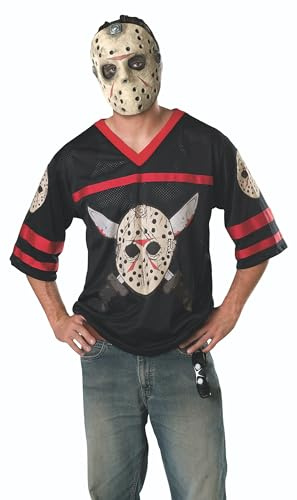 Rubies Forniture per feste da uomo Friday the 13th, jason hockey jersey e maschera (confezione da 1), Nero, XS