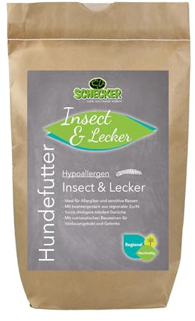 12 kg Nourriture sèche hypoallergénique sans céréales Insect & Lecker idéale pour Les Personnes allergiques et Les Chiens sensibles
