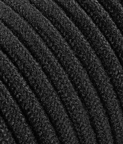 Cable eléctrico redondo/redondo revestido de tela, color negro, algodón, sección 2 x 0,75 (10 metros)