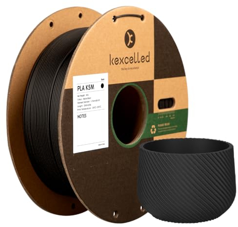 kexcelled Matte PLA Filament 1,75 mm +/- 0,03 mm, Glanzfreie Farbe, Matt Textur, 3D Drucker Filament, 1 kg Spule (2,2 lbs), Passend für die Meisten FDM Drucker, Ordentliche Wicklung, Schwarz