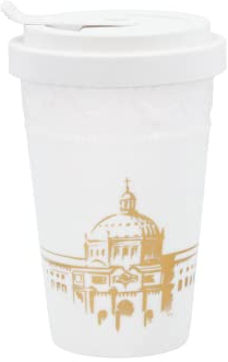 KPM Berlin KURLAND To-Go Becher 0,35l, Porzellan-Becher glänzend, Kaffeebecher 13 cm, Teebecher, Handmade im Geschenkkarton (Weiß mit Gold)