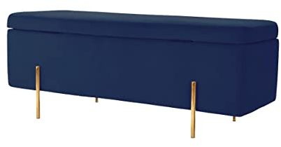 Vente-unique-Sitzbank Sitztruhe - Samt - Nachtblau - Herve