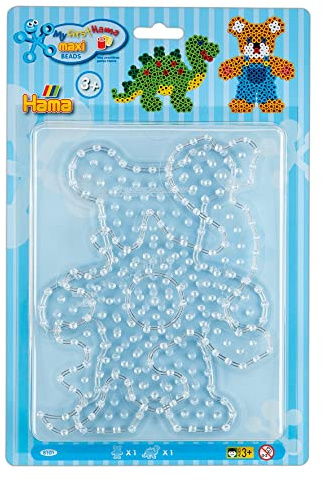 HAMA - Blister 2 targhe Orsetto e dinosauro per perline da stirare taglia Maxi - Tempo creativo