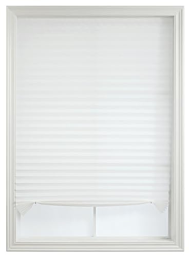 Cut-at-Home Cordless 100% Blackout Cellular Fabric Pleated Window Shade Pull-Down Blind for Home, Bedroom, Living Room, Kitchen, Office, Cut-to-Size, with 2 Clips, 36x72 inches, White, 1 Pack