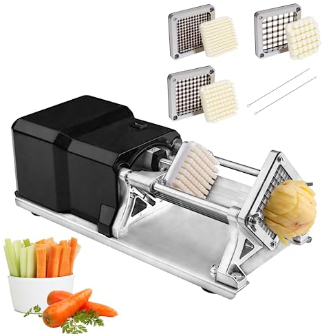 Anatole Cortador de Patatas Fritas Eléctrico Profesional con 6mm 9mm 13mm Cuchillas de Acero Inoxidable Cortadora de Papas Finas Verduras Automática para Cebollas Zanahorias Pepinos