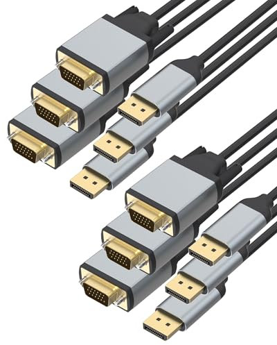 Foboiu 1,8 m DisplayPort till VGA-kablar, 6-fots VGA till Displayport DP till VGA-adaptrar, guldpläterad aluminium för datorskärm, TV, projektor kompatibel med Lenovo,