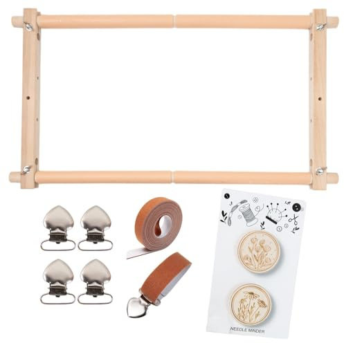 Bastidor De Bordado - Marco De Ganzura De Alfombra De Madera De Haya, Plataforma De Aro De Bordado Rectangular | Soporte De Clip De Aro De Bordado Ajustable Para Costura, Artesanía De Costura