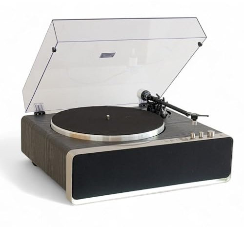 Steepletone Richmond Record Player, Bluetooth, 30W Built in Speakers, with Aluminum platter, Belt Drive 2-Speed, Adjustable Counterweight, AT-3600L, Tone & Bass Controls (Black Wood)