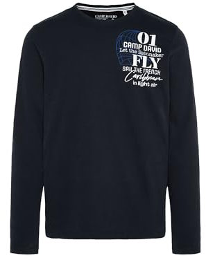 Camp David Herren Langarmshirt mit Rücken-Print Navy L