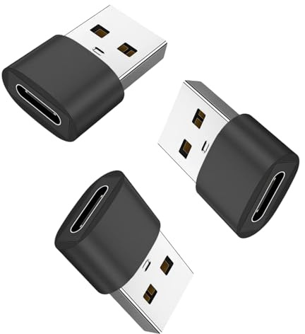 MONLUKY USB to USB C Adapter A to C Adaptor Type C Female to A Male Charger Cable Converter for iWatch MacBook iPhone Airpods iPad CarPlay, Fast Charging & Data Transfer, Plug&Play (2.0 3pk black)