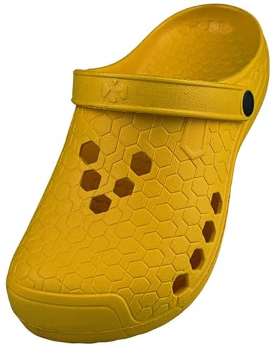 APREGGIO Zoccoli da Giardino da Uomo in Eva – Leggeri e Comodi – Scarpe da Giardino, Tempo Libero, Lavoro ed Estate – Giallo, 48