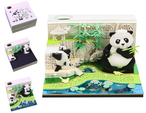 3D Weekly Calendar 2026, Panda in Bamboo Desk Calendar 2026, Tear-Off Weekly Calendars, Creative Paper Sculpture Gift for Christmas, Birthdays, Home, Decoration