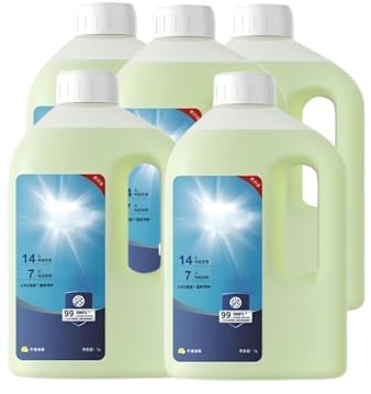 Solution concentrée de 1 L for robot laveur de sols, compatible avec ECOVACS DEEBOT T30 T30S T50 X5 X8 X9 Pro Omni, nettoyant liquide sans traces, lot de 5 bouteilles
