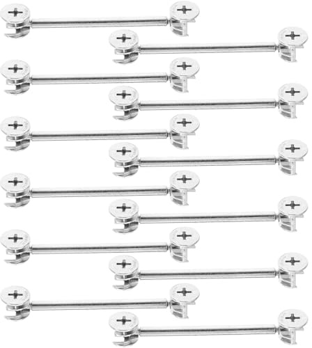 Tofficu 20 Juegos Pasadores de Conexión para Muebles, Kit Herrajes Leva Zinc, Doble Espiga 48mm y 84mm, Accesorios Ajuste para Gabinetes y Reparación en Cocina y Salón