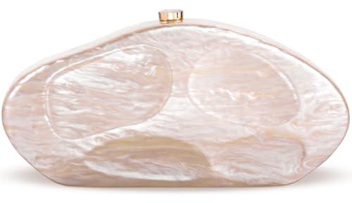 Larcenciel Pochette in Acrilico da Donna, Borsa Champagne a Forma di Conchiglia Irregolare con Catena Rimovibile, Elegante Borsa da Sera, per Feste di Nozze, Balli, Cocktail, 26,5x5 x13cm