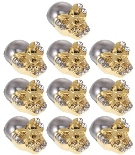 COLLBATH 10pcs Décoration D'ongles de Crâne en Métal Or, Accessoires Pratiques pour Manucure DIY à Domicile ou Salon de Manucure