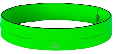 FlipBelt Classic Running Belt for Phone and Small Accessories, Exercise Waist Pouch for Women and Men, XL, Neon Green