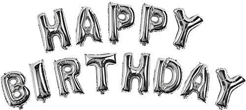 TRIXES Globos foil plateados Happy Birthday - letras individuales