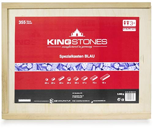 KINGSTONES Spezialkasten, blau - Steinbaukasten aus Marmormehl ca 260 Teile Stein-Konstruktionsset