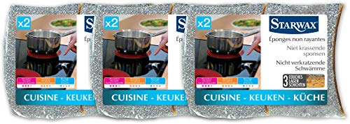 STARWAX - Éponges Non Rayantes - Élimines les salissures et les projections de graisse sans rayer - N'abîme pas les surfaces délicates - Induction, Vitrocéramique - Lot de 2 - Fabriqué en France