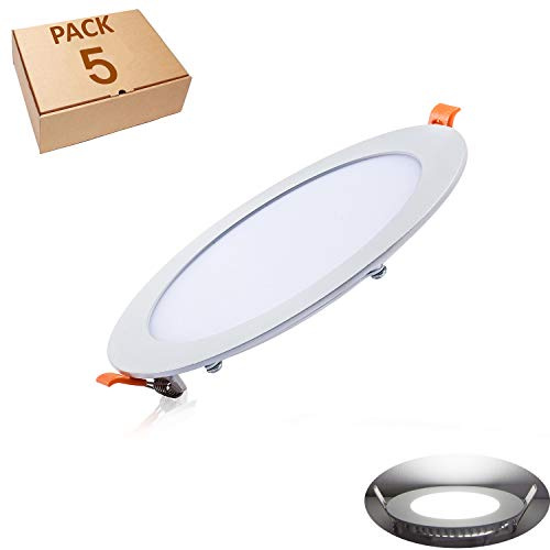 Yafido Spots LED Encastrable Ultra-plats Panel Module Slim LED 220V 12W Equivalent a 70w Blanc Froid 6000K Spots de Plafond Plafonnier Encastré Luminaires Intérieurintégré 960 LM Non-dimmable Lot de 5