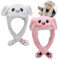 Osuter 2PCS Plüsch Hasenohren Hut, Beweglicher Lustige Tier Ohr Mütze für Damen Mädchen Party Weihnachten Cosplay