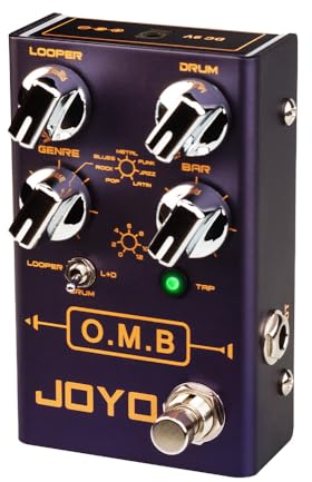 JOYO Looper & Drum Machine Pedal (Looper Cycle Recording/Drum Machine/Looper+Drum) für E-Gitarren-Effekt (O.M.B R-06)