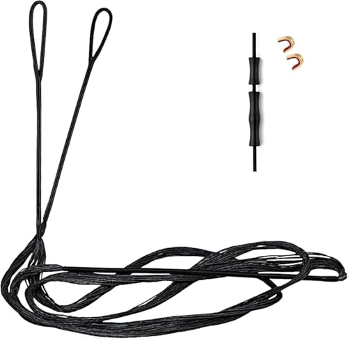 Deerseeker Archery Bow String Replacement with Finger Protector & 2 Nock Points Dacron Bowstring 12, 14, 16 Strands Bow Accessories for Recurve Bow Traditional Longbow （14-AMO 62）