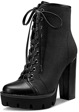 Castamere Zapatos de Tacón Plataforma Mujer Moda Botas Tacón Ancho 12CM High Heels Negro Zapatos EU 42