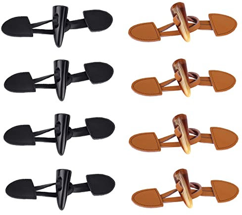 Leder Horn Knebelverschlüsse Knebelknöpfe Nähknöpfe Knebelverschluss Leder Knebelverschlüsse Knebelknöpfe für Nähen für Dufflecoat Mantel Handwerk DIY Dekoration (Hellbraun und Schwarz)8 Stück