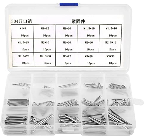 Metall Splinte,150 Stück M1 M3 15 Arten Sicherungssplint, Edelstahl 304 Splin Sortiment V4a Splinte Steel Splint Sortiment Kit, Kleine Splinte Set