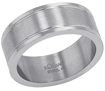 s.Oliver Ring Edelstahl Herren Ringe, Silber, Kommt in Schmuck Geschenk Box