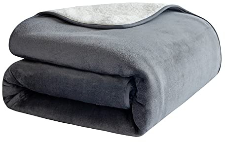 PFIMIGH Manta Impermeable para Perros, 3 Capas de Franela y Sherpa, Cobertor Reversible Protector para Cama, Sofá y Sillón, Gris, 203x230cm