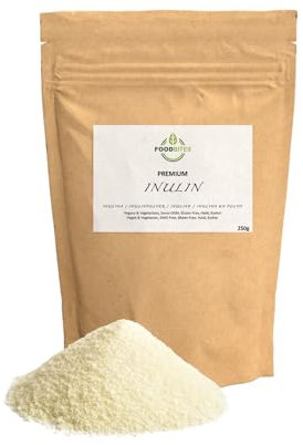 Food Bites Inulina a Catena Lunga Excellence 250g - Inulina di Cicoria in Polvere pura al 100% - Fibra Prebiotica per Ridurre l'apporto Calorico dei Cibi