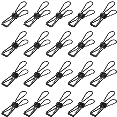 QUARKZMAN 50uds Metal Alambre Huecos Clips 32mm Lindo Mini Carpeta Papel Clip Negro para Ropa Bill Papel Oficina Suministros