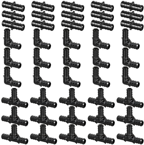 1/2 Poly PPSU Barb Crimp PEX Fitting, 60pcs PEX Fitting Combo, 20pcs Each Elbows Tees Straight Couplings, No Lead