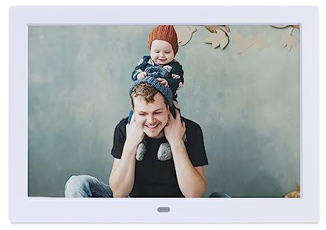 Digitaler Bilderrahmen 10 Zoll Elektronischer Bilderrahmen IPS Display Screen Foto/Musik/Video Player/Kalender/Wecker, Wandmontage Digitaler Fotorahmen Support USB oder SD Card