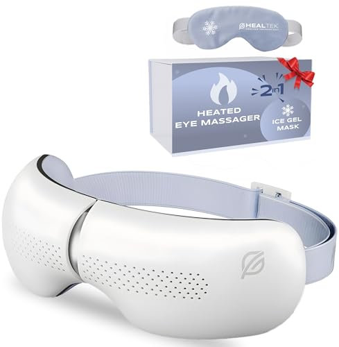 Premium Eye Massager with Heat & Cooling Gel Mask Heated Eye Massager for Migraine w Bluetooth & White Noise Massaging Mask for Tension & Stress Relief, Birthday Gift