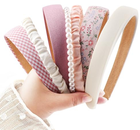 DRESHOW Fashion Headbands for Women Girls Pearl Headband Non Slip Floral Head Bands Padded Hair Bands Set Vintage Hair Accessories for Women and Girls